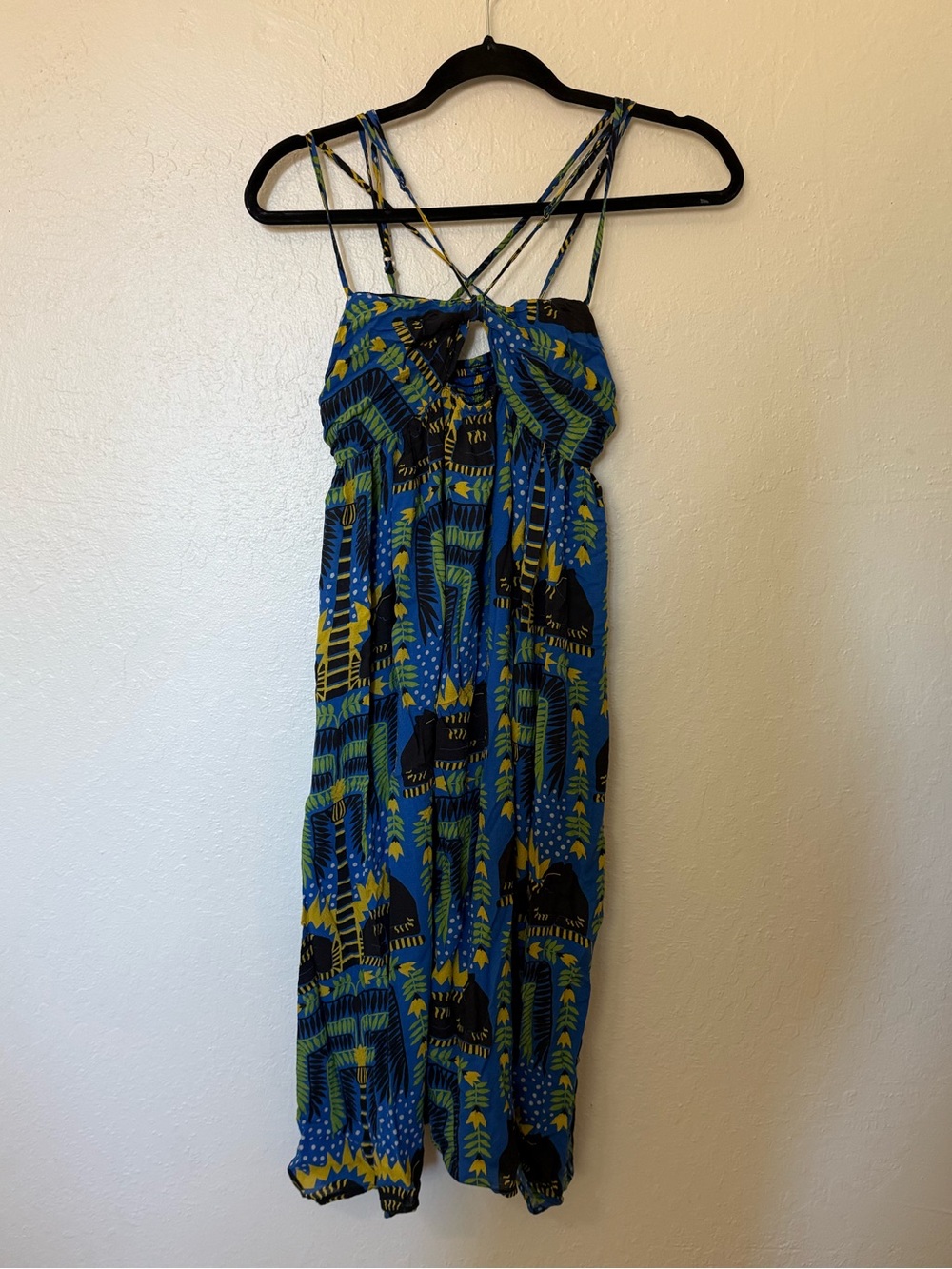 Anthropologie Joao Incerti Maxi Dress M Blue Print Strappy No Sleeves size xsp